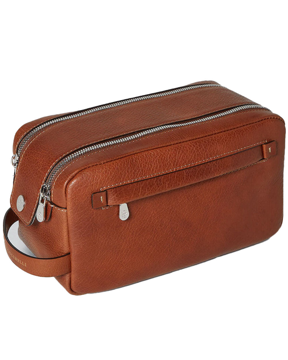 Leather Toiletry Bag in Brown - Brunello Cucinelli