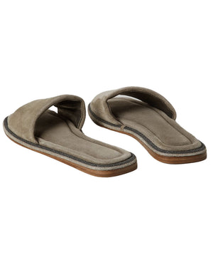 Ginger Padded Suede Slide With Monili Trim