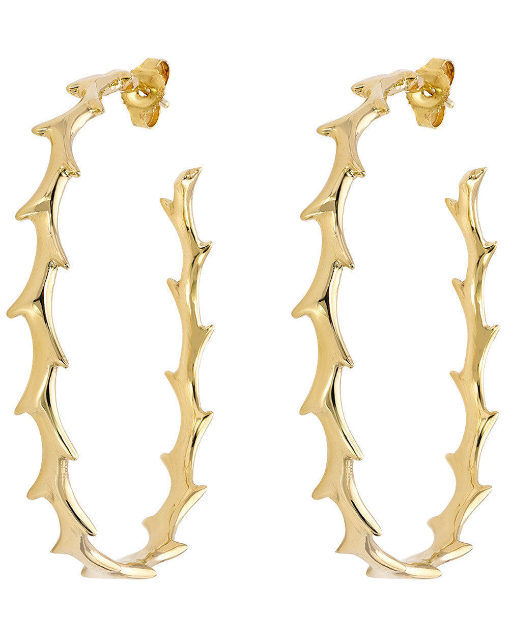Yellow Gold Crown of Thorns Hoop Earrings