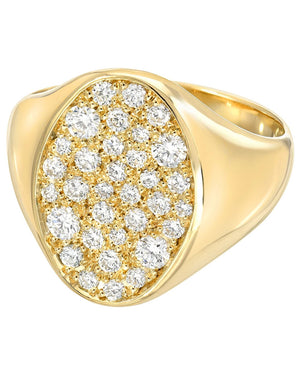Yellow Gold Pave Diamond Galaxy Signet Ring