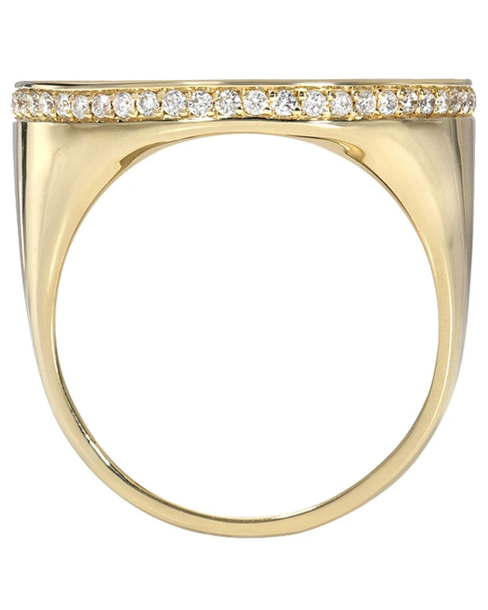 Yellow Gold Pave Diamond St. Benedict Signet Ring