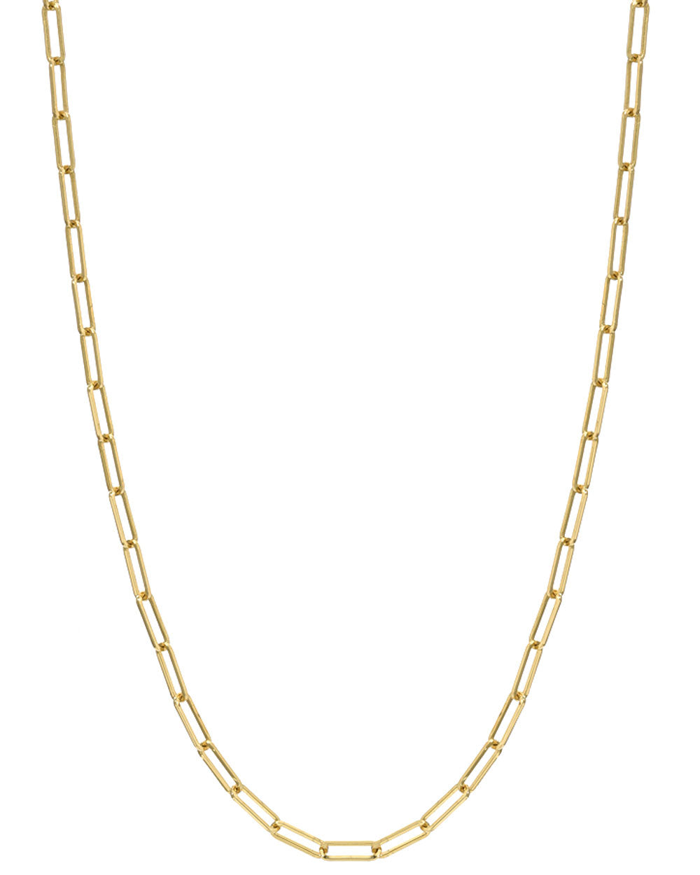 Yellow Gold Small Long Link Chain Necklace