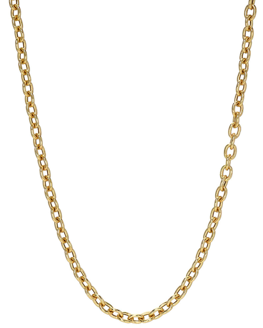 14k Yellow Gold Large Hollow Rolo Chain Necklace