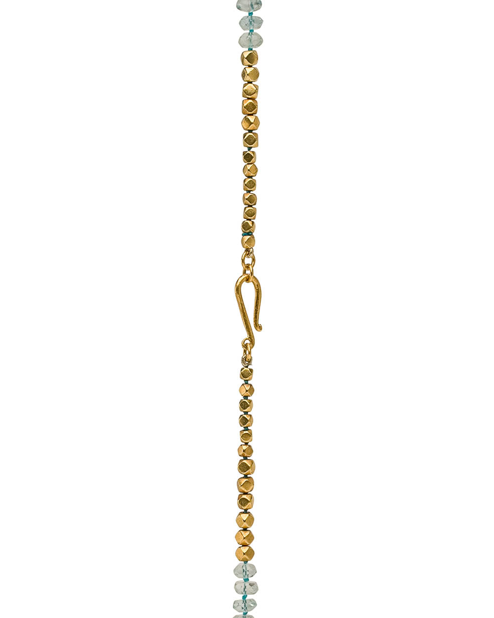 Gold Faceted Aquamarine Beaded Long Necklace