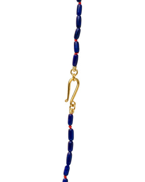 Lapis Coral and Turquoise Tube Bead Long Necklace