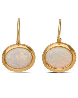 Small Oval Cabochon Crystal Opal Earrings