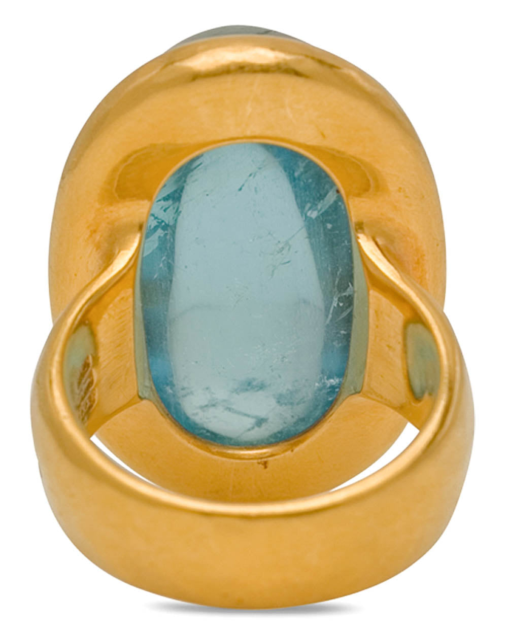 Yellow Gold Aquamarine Large Oval Ring
