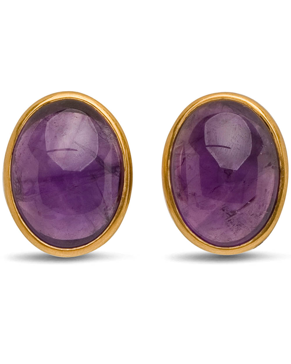 Yellow Gold Amethyst Large Clip Back Earrings