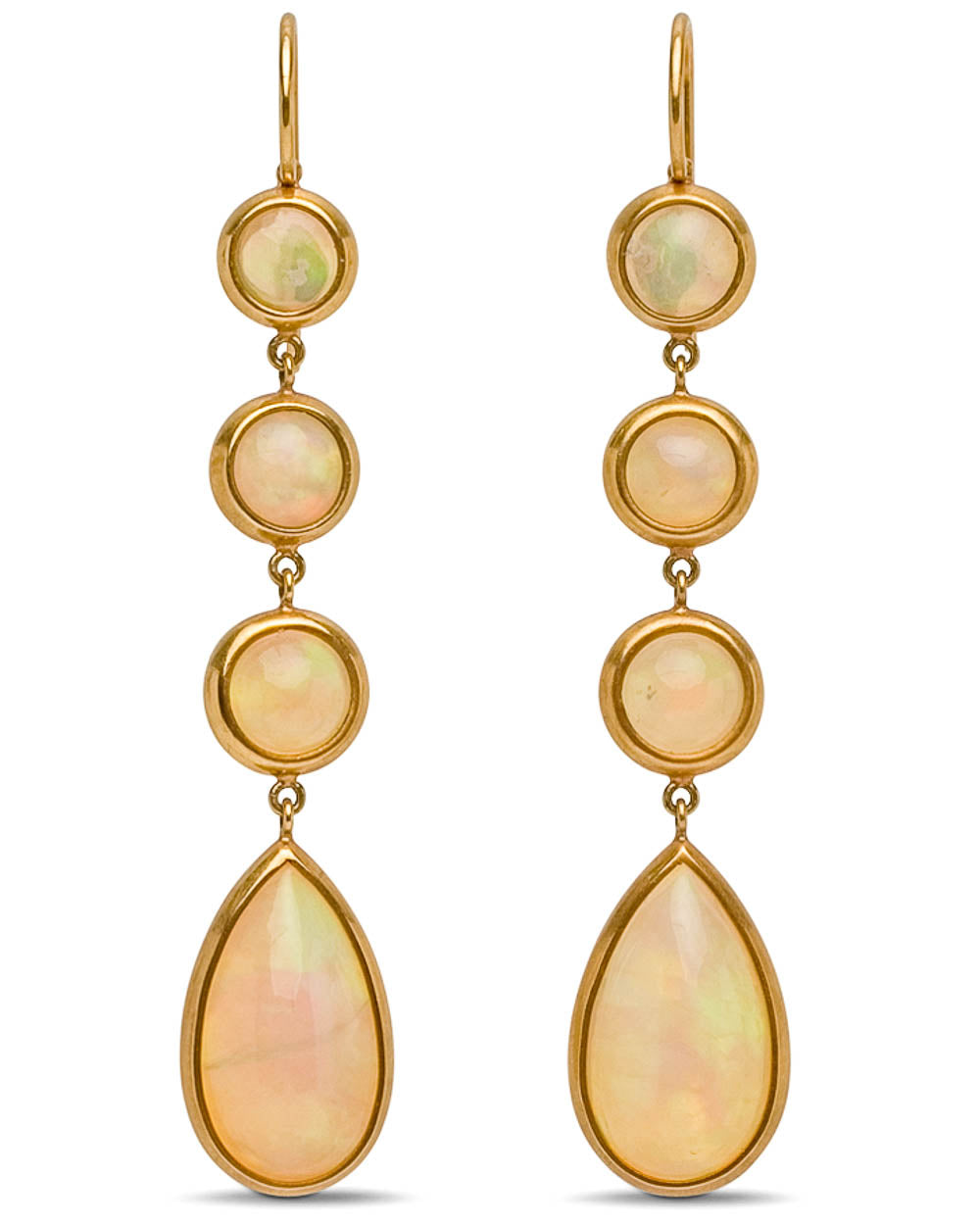Yellow Gold Opal Drop Earrings