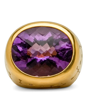 Large Faceted Amethyst Ring