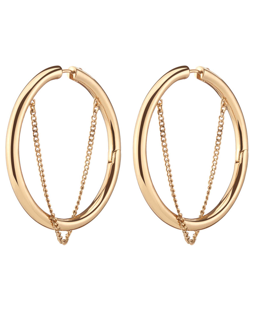 Gold Hanging Chain Riley Hoop Earrings