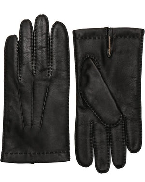 Black Cashmere Lined Touchscreen Leather Gloves