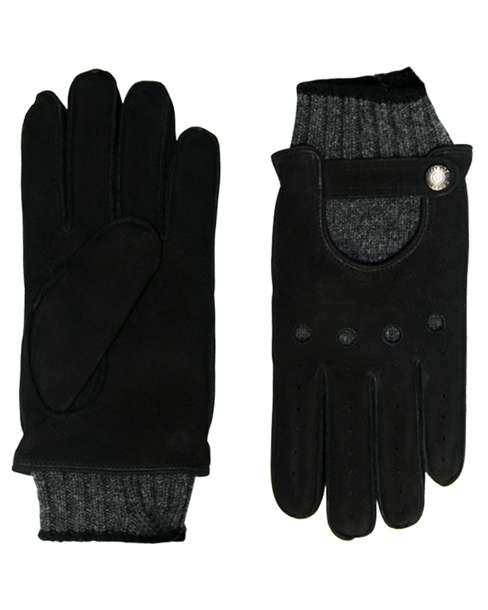 Hambledon Black Nubuck with Wool Cuff Gloves