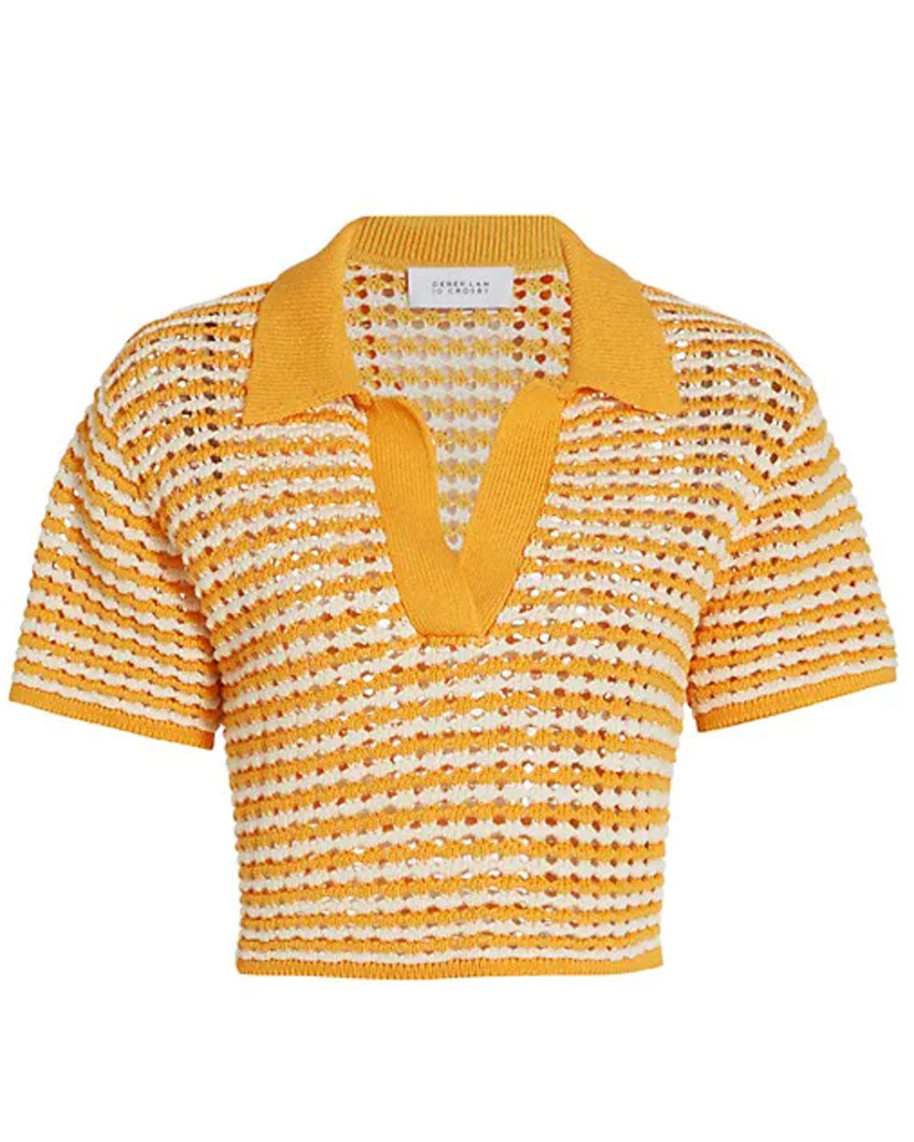 Golden Orange Merlin Knit Cropped Polo
