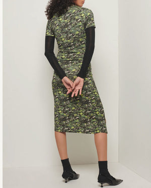 Olive Multi Lucille Pleated Stud Dress