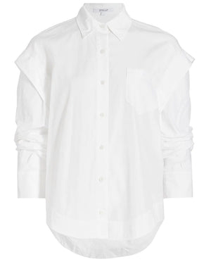 White Marley Ruched Sleeve Shirt