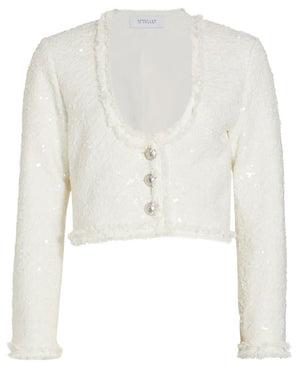 White Sequin Esme Cropped Jacket