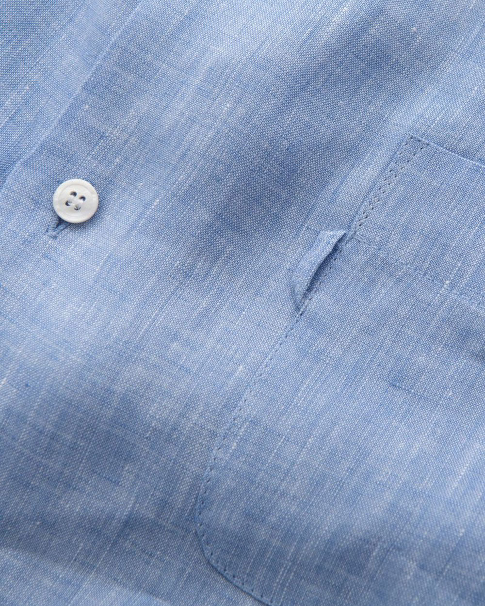 Blue Short Sleeve Monaco Pure Linen Shirt