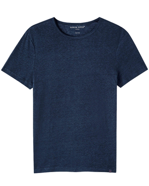 Navy Pure Linen Short Sleeve T-Shirt