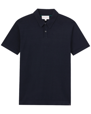 Navy Sea Island Cotton Short Sleeve Polo