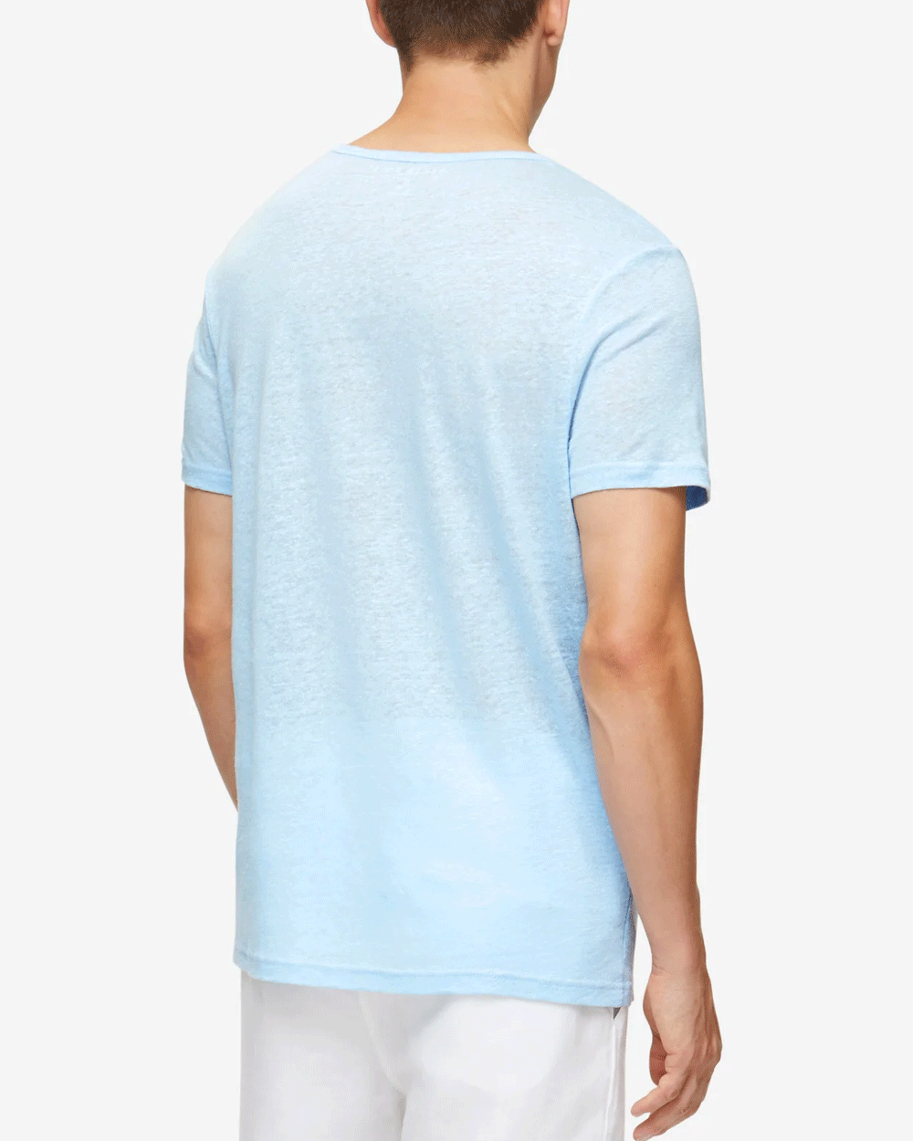 Sky Blue Pure Linen Short Sleeve T-Shirt