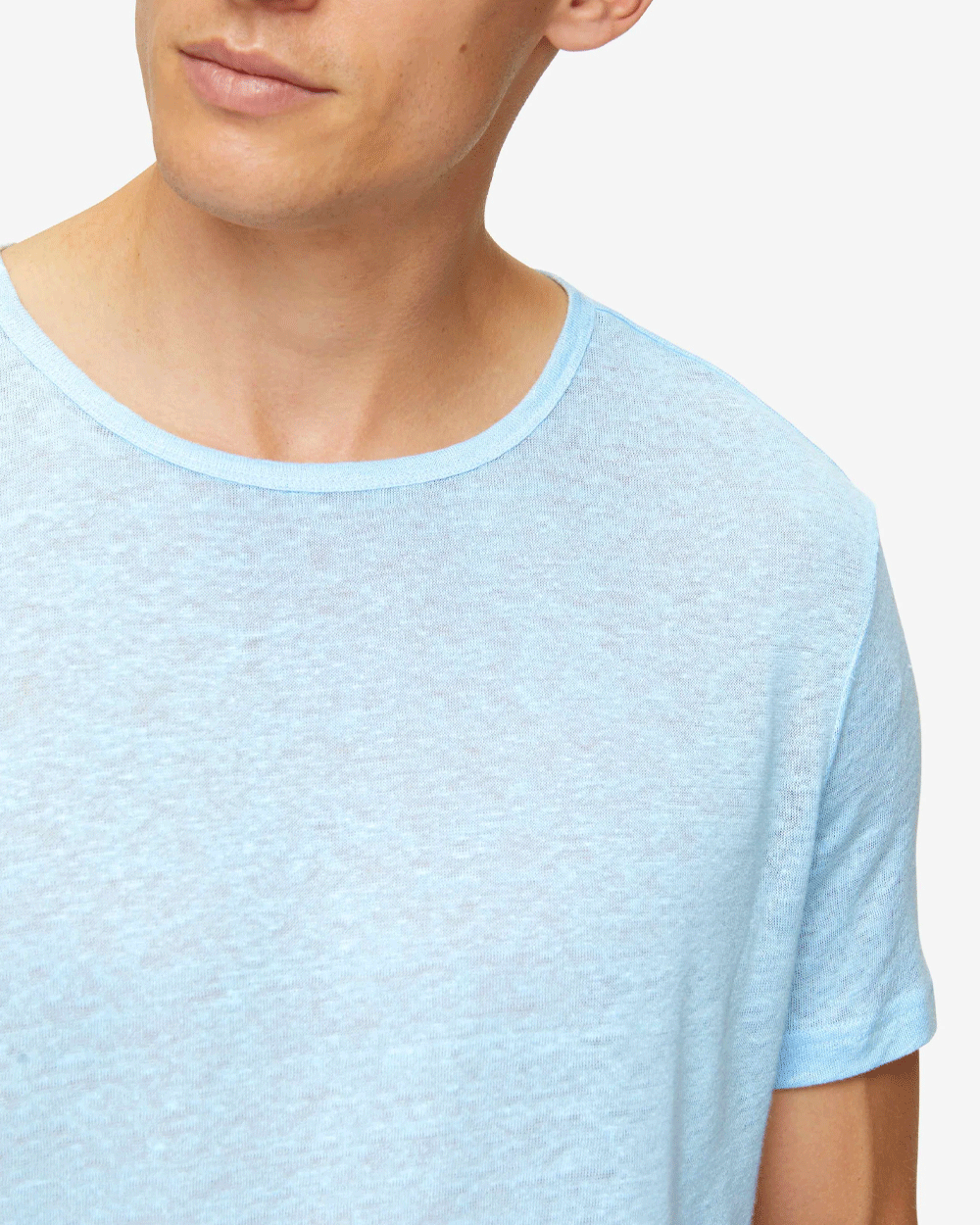Sky Blue Pure Linen Short Sleeve T-Shirt