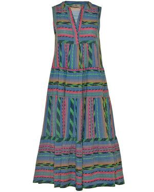 Blue and Pink Stripe Nephritis Midi Dress