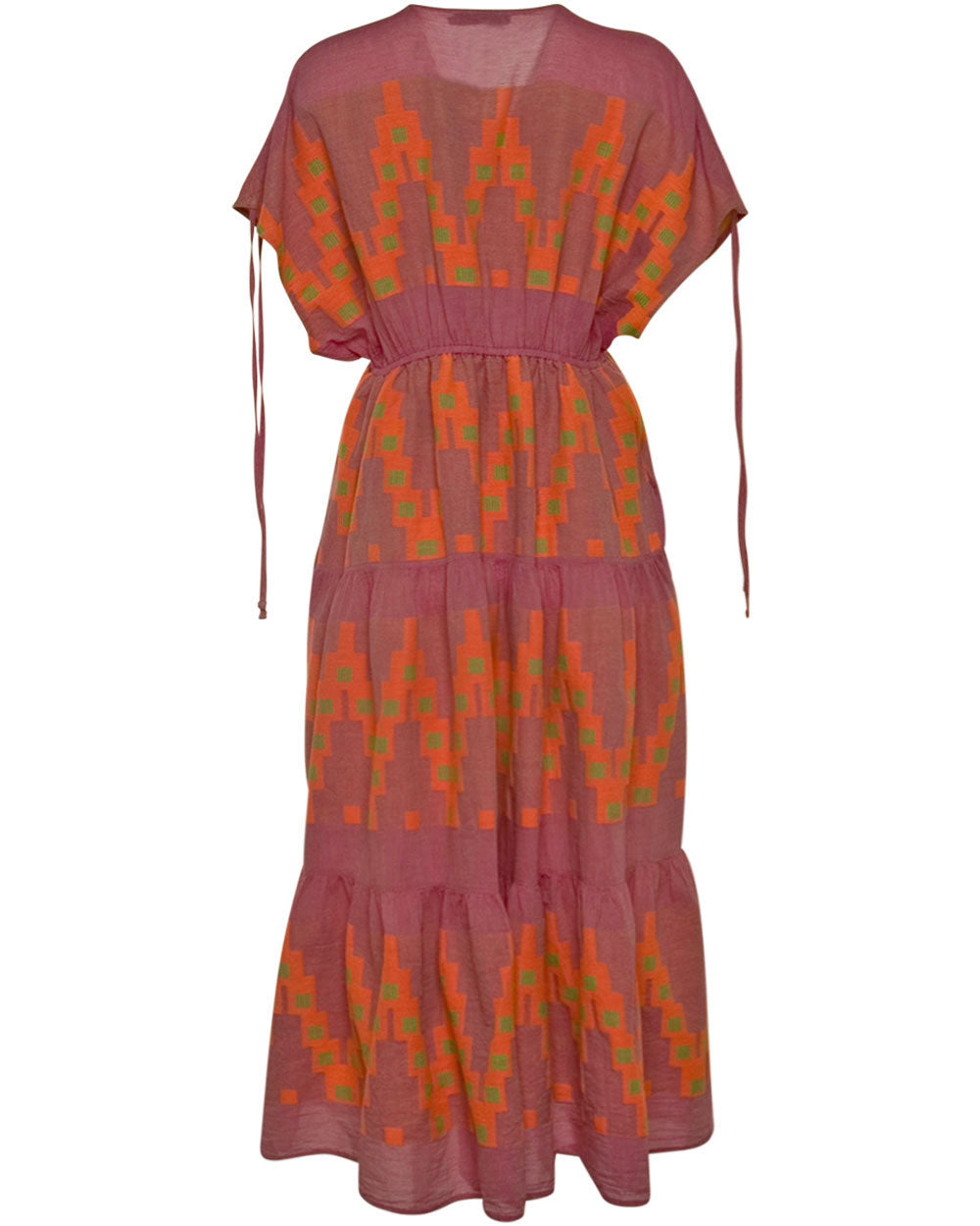 Pink and Orange Geometric Topazio Maxi Dress
