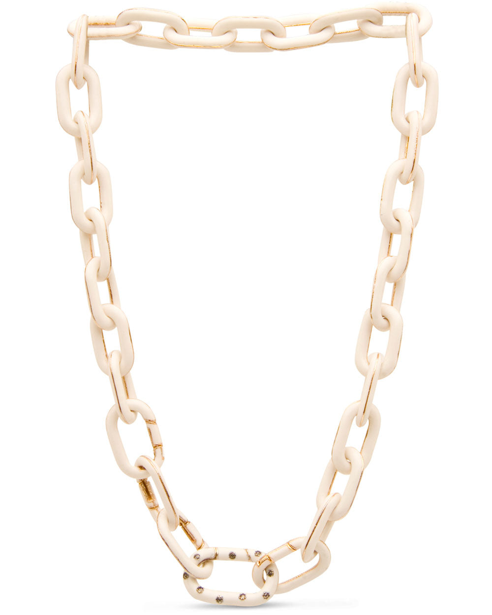 Diamond and White Enamel Chain Necklace