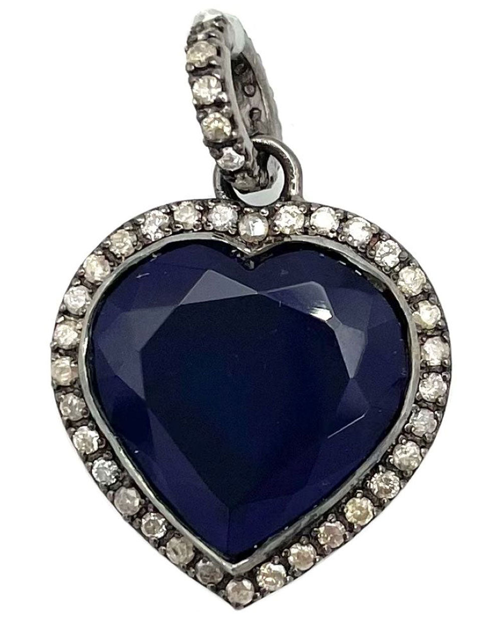 Diamond, Sapphire, and Quartz Heart Pendant