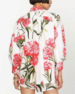 Garofani Floral Print Puff Sleeve Shirt