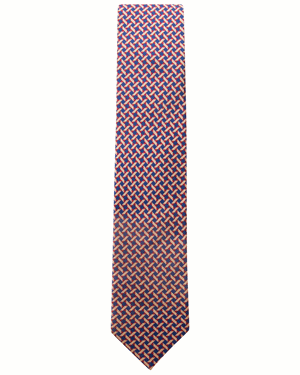 Navy and Red Geometric Tie