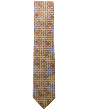 Vicuna and Beige Neat Medallion Tie