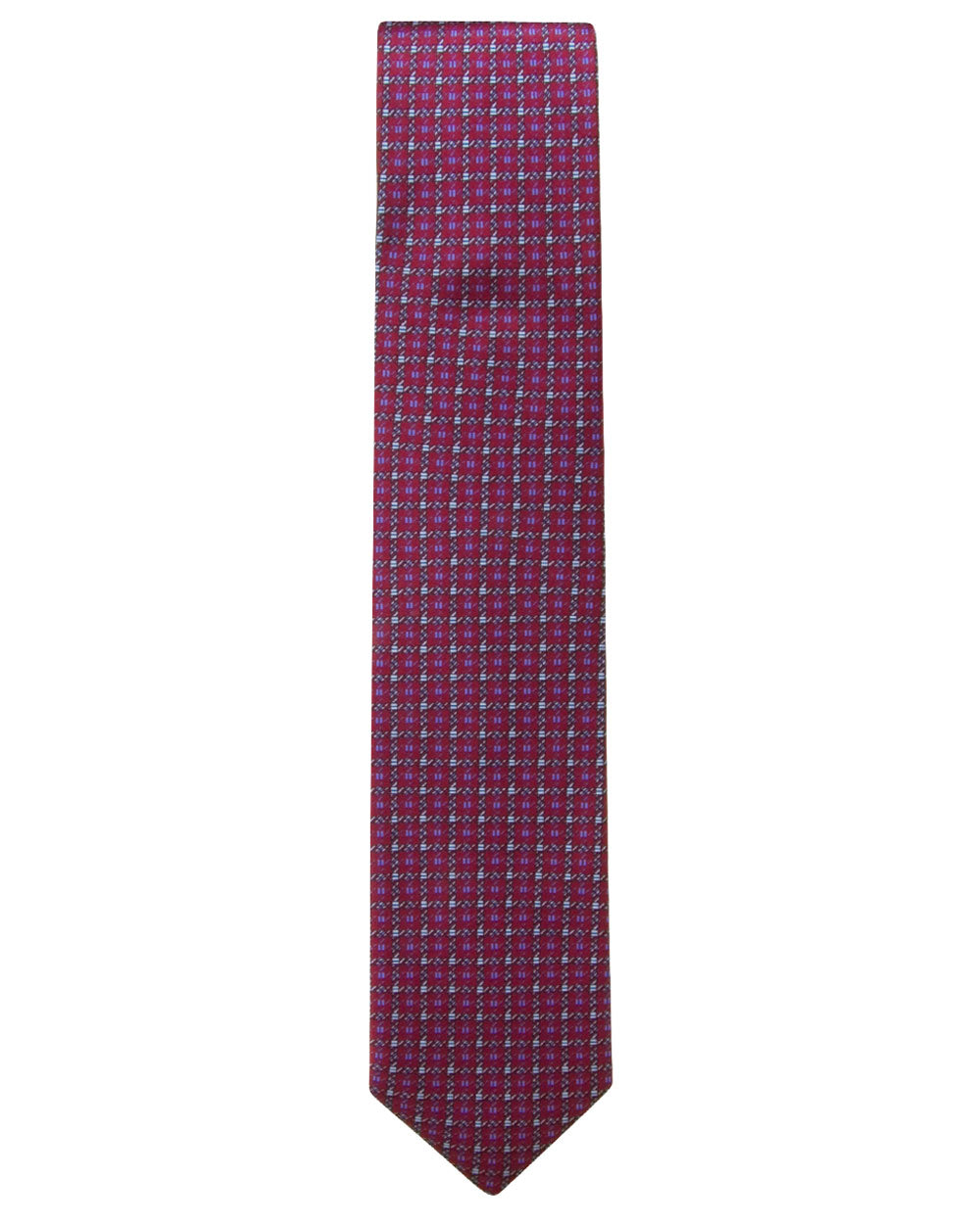 Wine and Blue Squares Tie