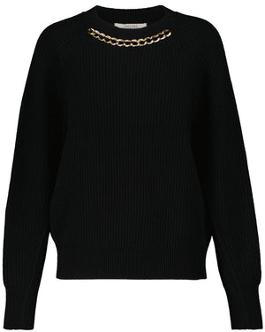 Pure Black Knit Modern Statement Sweater