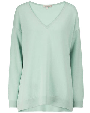 Turquoise Sophisticated Volumes V Neck Sweater