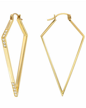 Yellow Gold Diamond Amulet Hoop Earrings