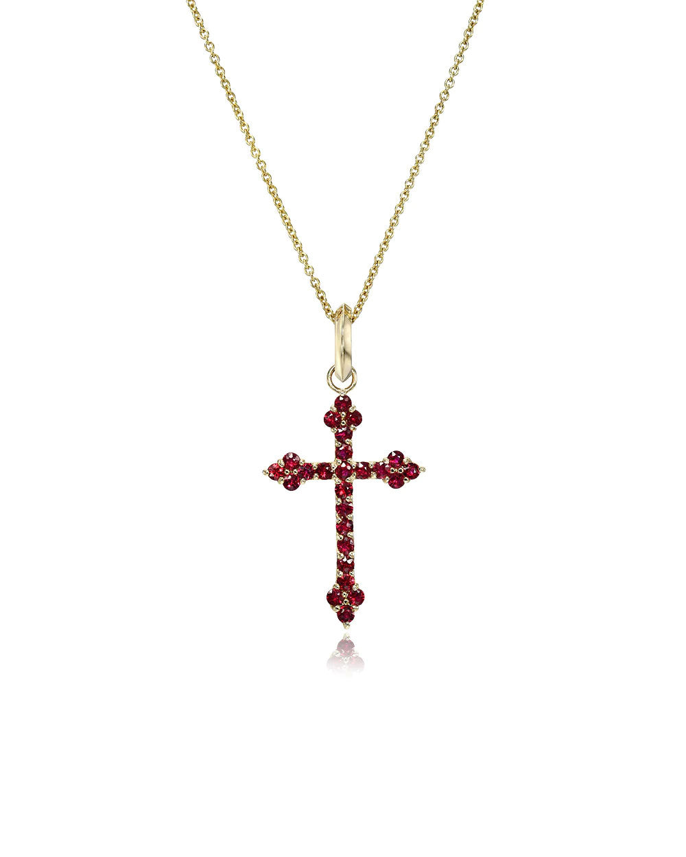 Large Ruby Gothic Cross Pendant