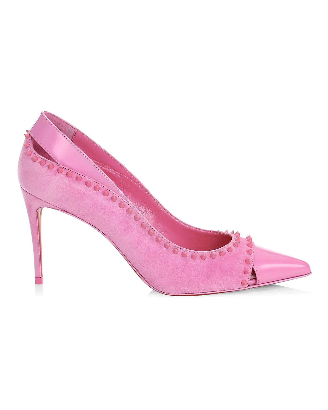 Duvette Spike 85 Patent and Suede Pump in Gummy