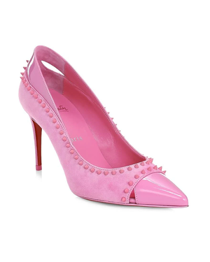 Duvette Spike 85 Patent and Suede Pump in Gummy