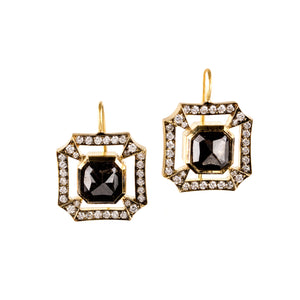 Diamond Box Frame Drop Earrings