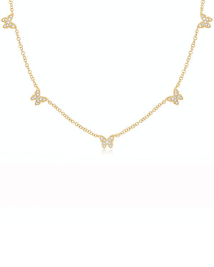 14k Yellow Gold Butterfly Diamond Necklace