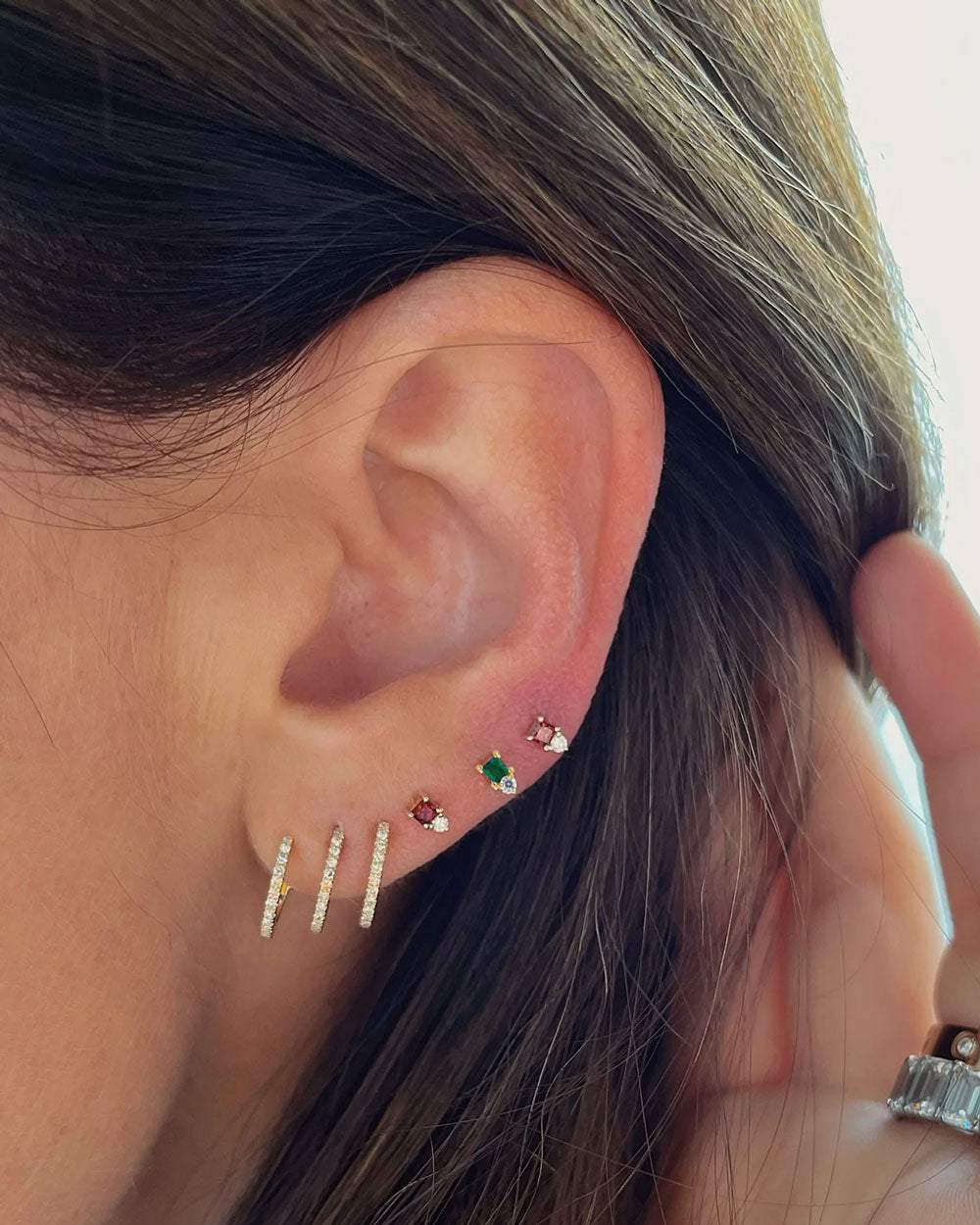 14k Yellow Gold Birthstone Emerald Stud Earrings