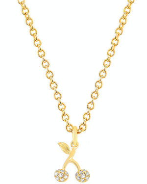 14k Yellow Gold Mini Cherry Diamond Necklace