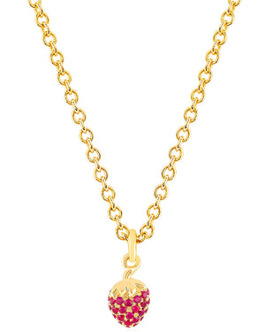 14k Yellow Gold Mini Strawberry Ruby Necklace