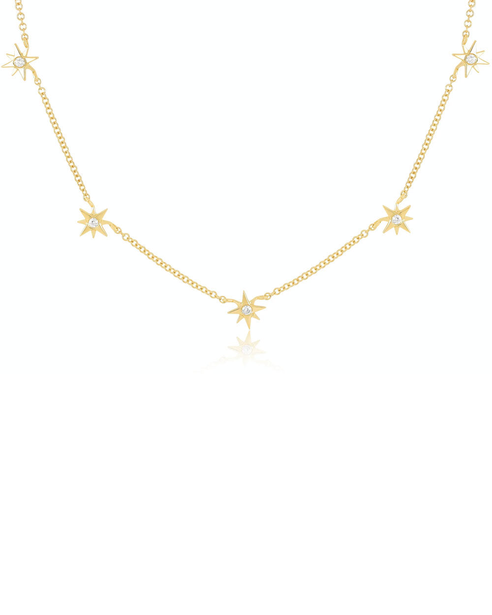14k Yellow Gold Multi Starburst Diamond Necklace