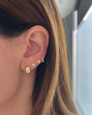 14k Yellow Gold Starburst Diamond Stud Earrings