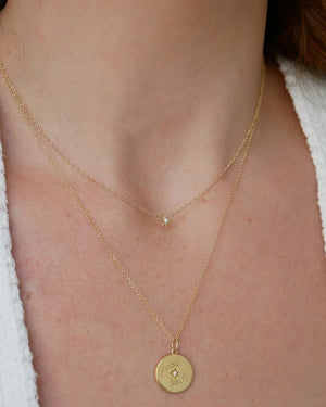 14k Yellow Gold Starburst Diamond Necklace