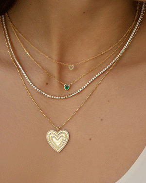 14k Yellow Gold Baby Diamond Open Heart Necklace