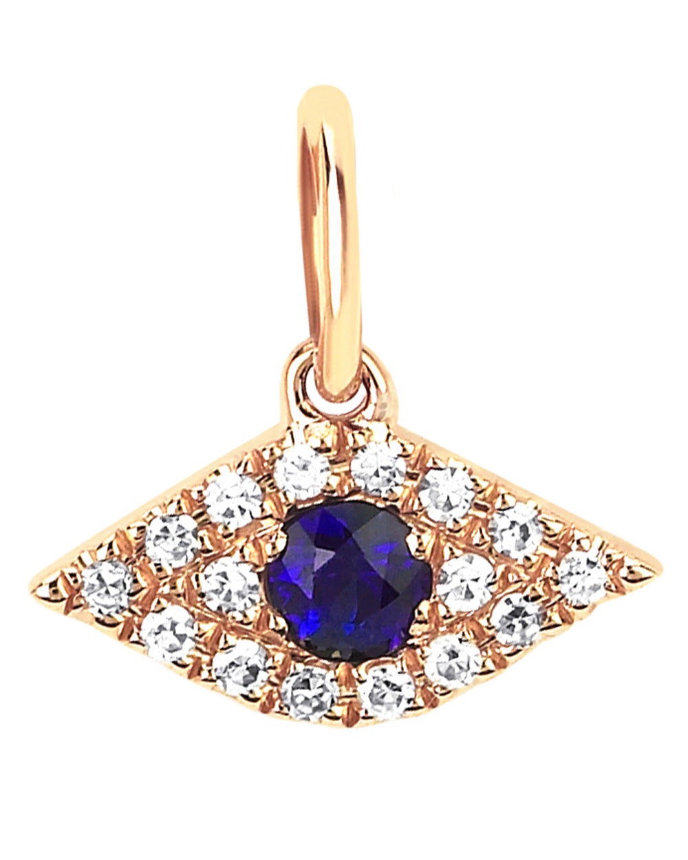 Blue Sapphire and Diamond Evil Eye Charm Pendant